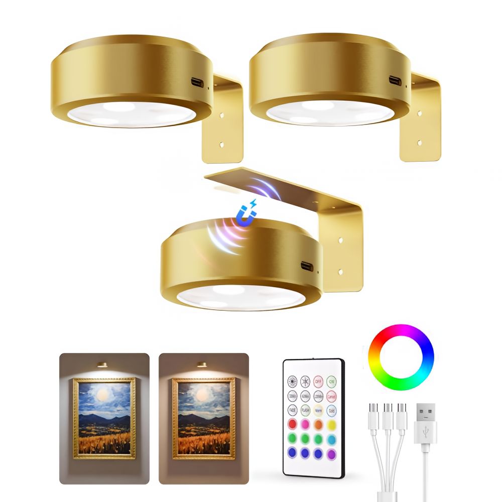 Wandlamp Schilderijlamp LED Spotlight Set met Afstandsbediening en Magnetische Bevestiging