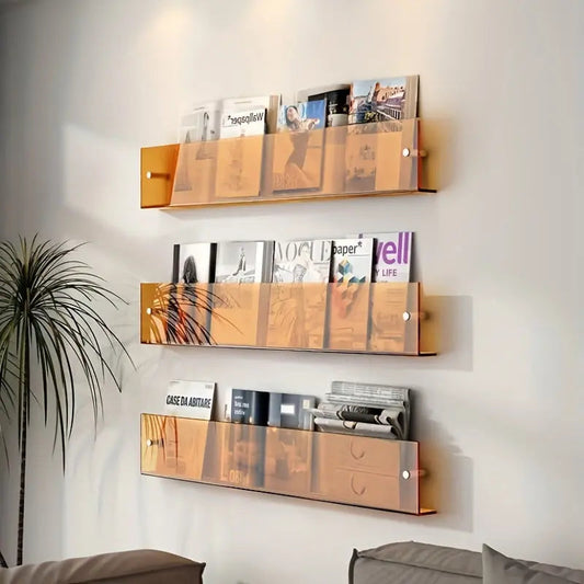 Wandplank Acryl Boekenrek - Zwevende Displayplank voor Tijdschriften