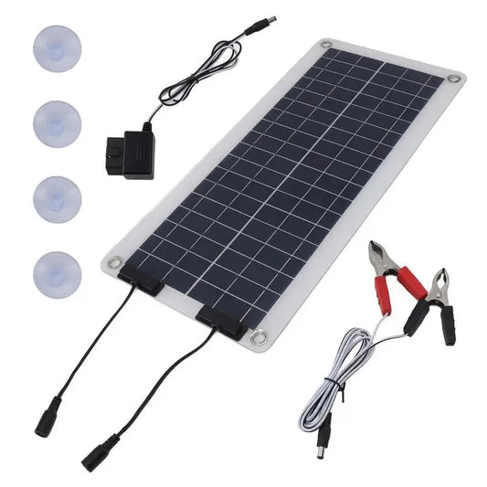 Zonnepaneel Oplader voor Auto, Camper en Boot met Zuignappen en Regelaar