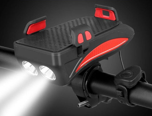 4-in-1 Fietsaccessoire met Telefoonhouder, Powerbank en LED Verlichting 0