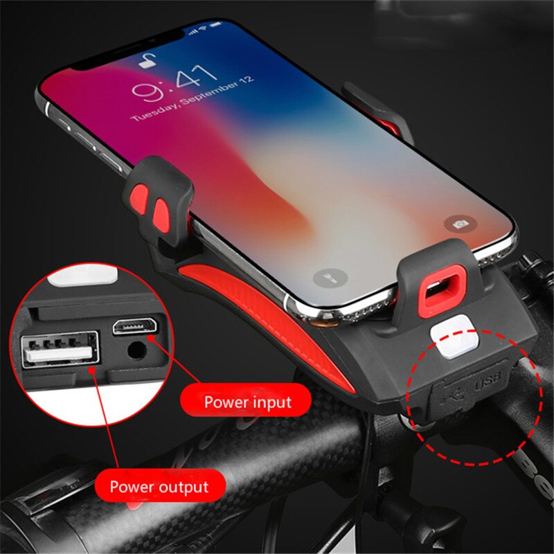 4-in-1 Fietsaccessoire met Telefoonhouder, Powerbank en LED Verlichting 1