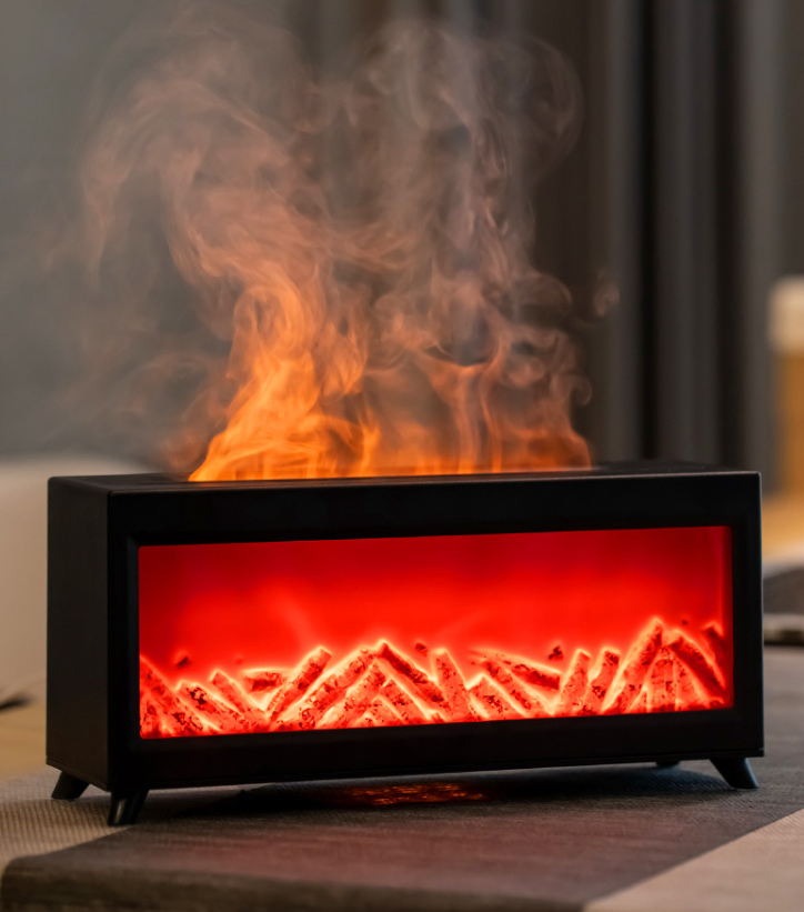 Aromatherapie Luchtbevochtiger met LED Vlameffect en Slimme Timer voor Slaapkamer en Woonkamer 1