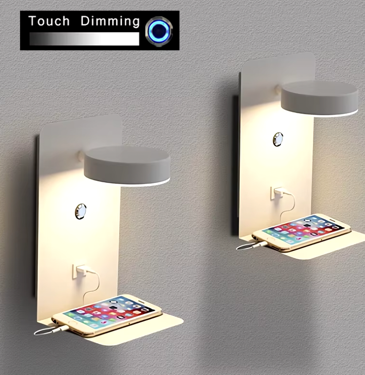 Dimbare Wandlamp Zwart met USB Oplader en Moderne Design voor Slaapkamer 4