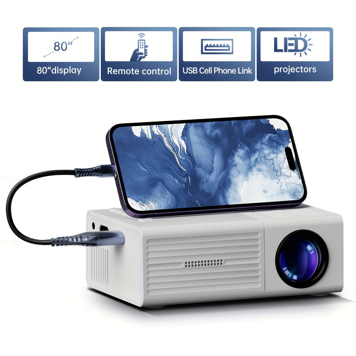 Draagbare Mini Projector met 3000 Lumen Helderheid en Compact Ontwerp 0