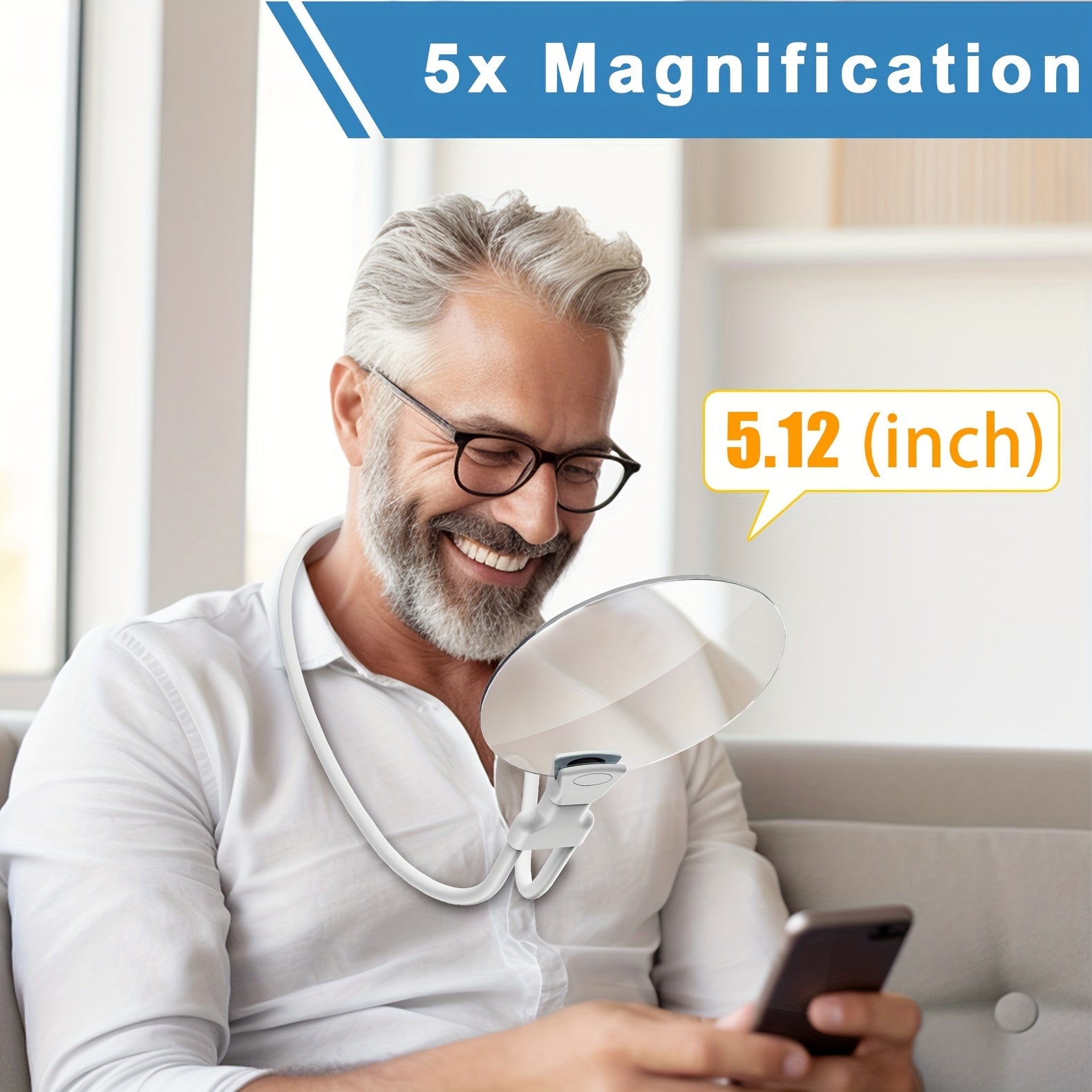 Handsfree Vergrootglas met 5X Vergoeding en Ergonomisch Ontwerp voor Lezen en Knutselen 3