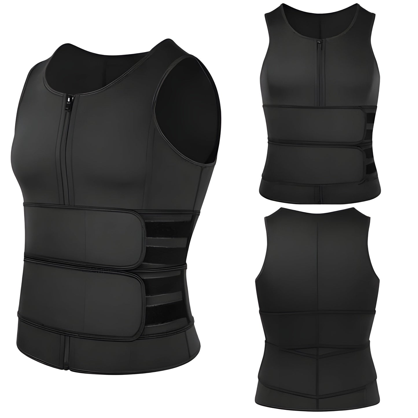 Heren Sauna Vest met Dubbele Tailleband en Neopreen Materiaal voor Vetverbranding 0