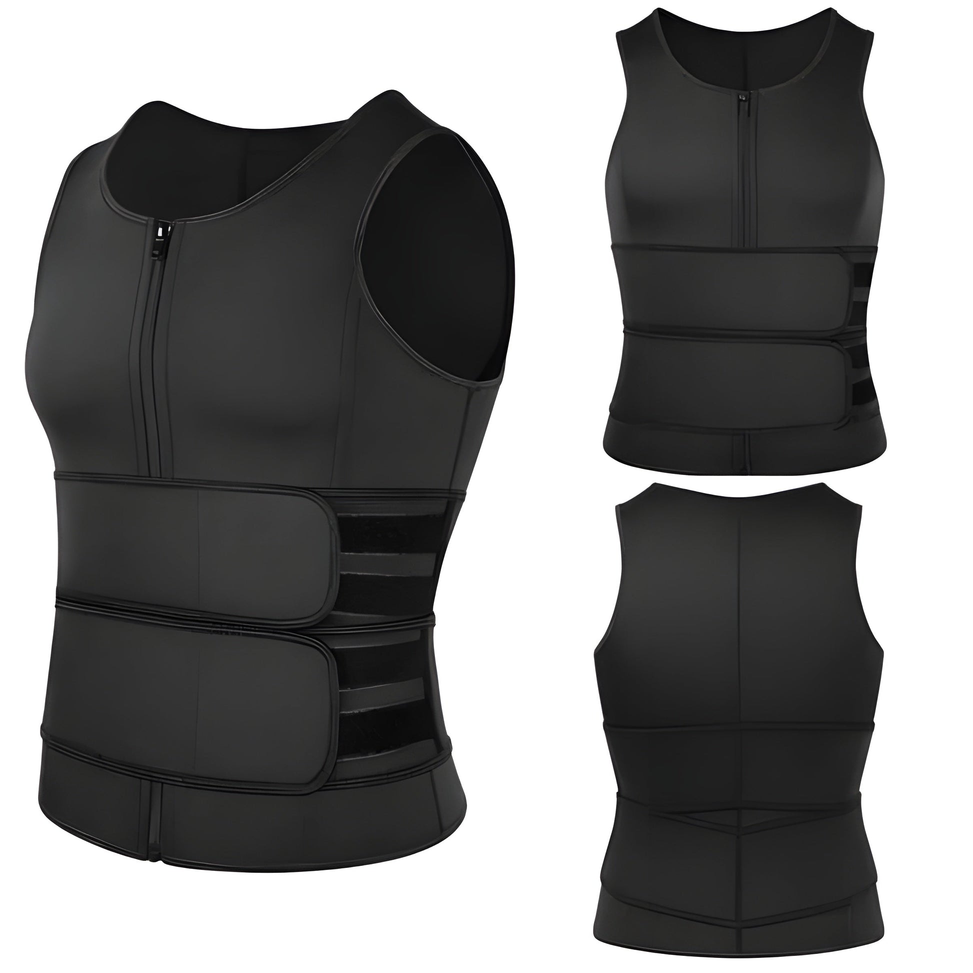 Heren Sauna Vest met Dubbele Tailleband en Neopreen Materiaal voor Vetverbranding 0
