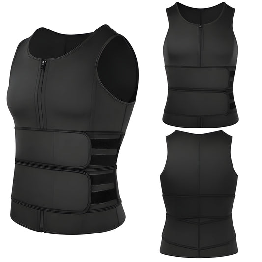 Heren Sauna Vest met Dubbele Tailleband en Neopreen Materiaal voor Vetverbranding 0