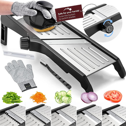 Mandoline met Verstelbare Dikte-instellingen en Snijbestendige Handschoenen voor Veilig Snijden 1