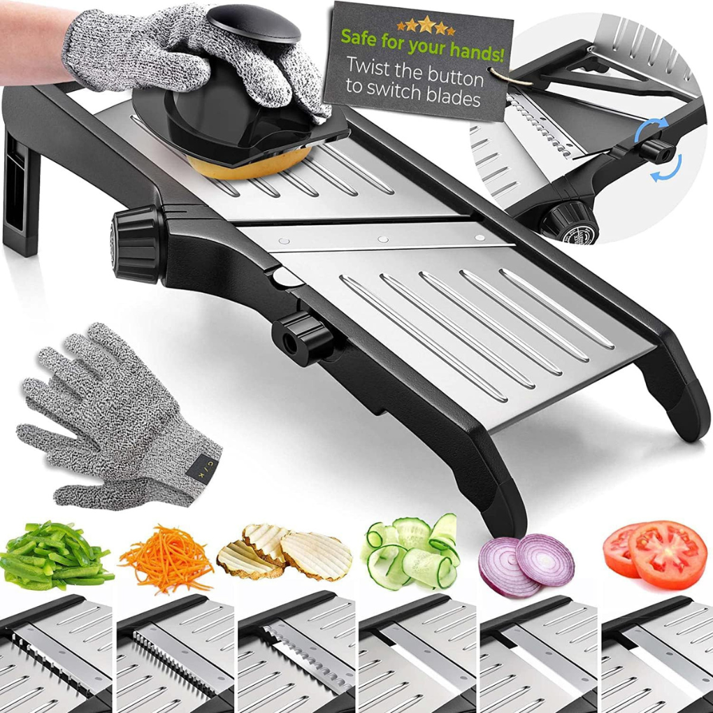Mandoline met Verstelbare Dikte-instellingen en Snijbestendige Handschoenen voor Veilig Snijden 2