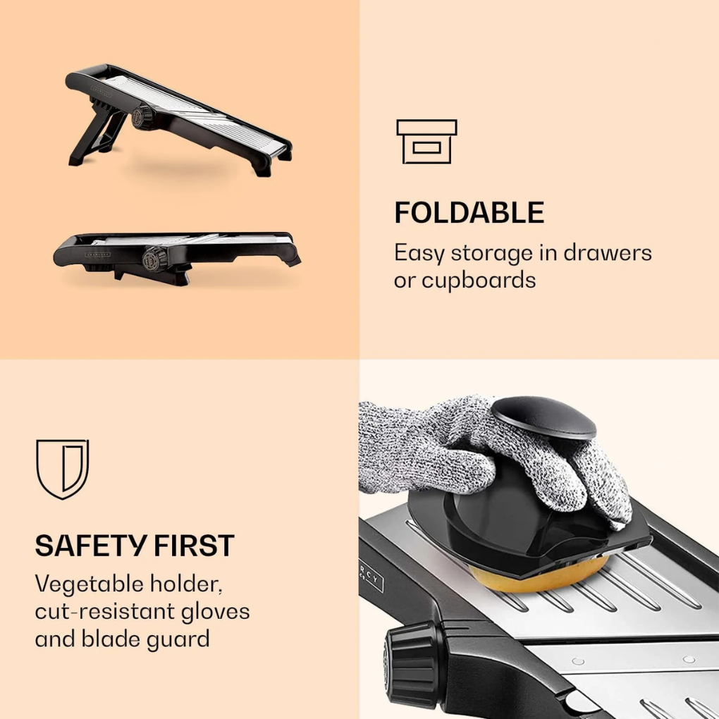 Mandoline met Verstelbare Dikte-instellingen en Snijbestendige Handschoenen voor Veilig Snijden 8