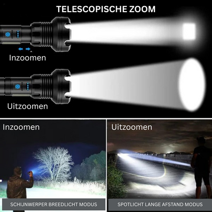Oplaadbare LED Zaklamp met 16.000 Lumen en Ultrabereik voor Avonturen en Noodgevallen 1
