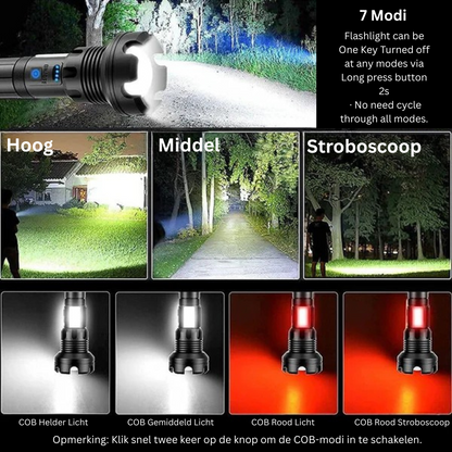 Oplaadbare LED Zaklamp met 16.000 Lumen en Ultrabereik voor Avonturen en Noodgevallen 3