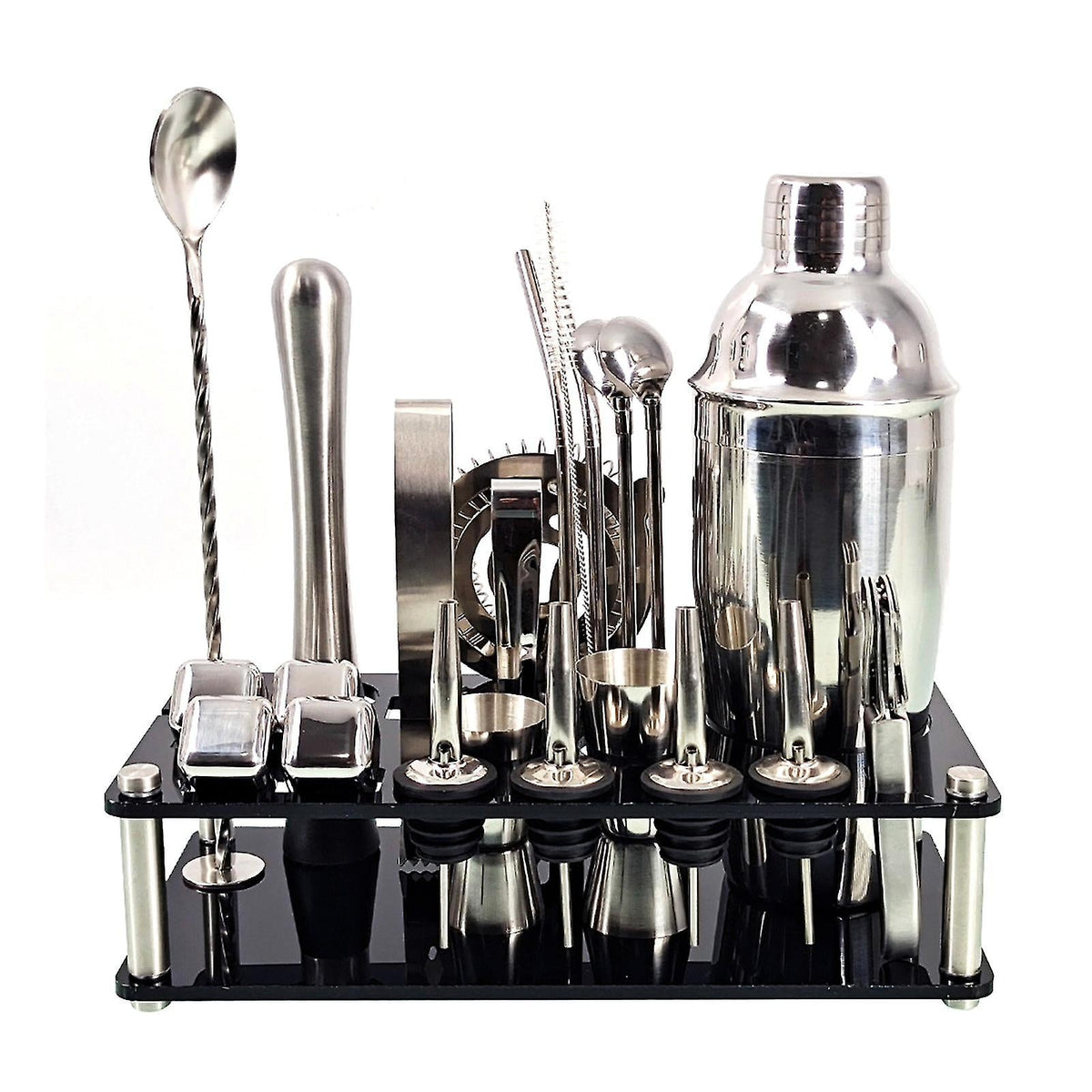 Professionele Cocktailset met 23 Stukken en Bamboe Standaard voor Thuisgebruik 1