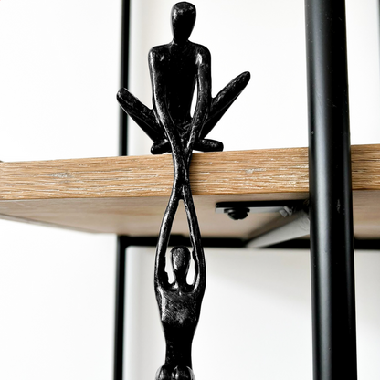 Tijdloos Duo Kunstbeeld van Kunsthars en Keramiek met Neutrale Kleurstelling 0