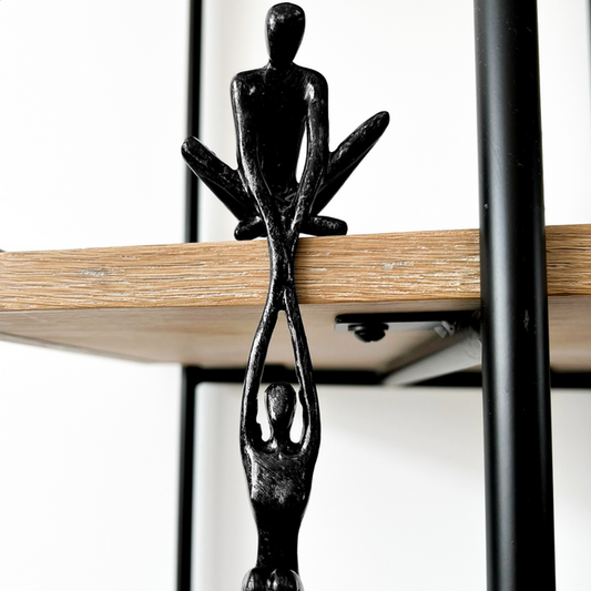 Tijdloos Duo Kunstbeeld van Kunsthars en Keramiek met Neutrale Kleurstelling 0