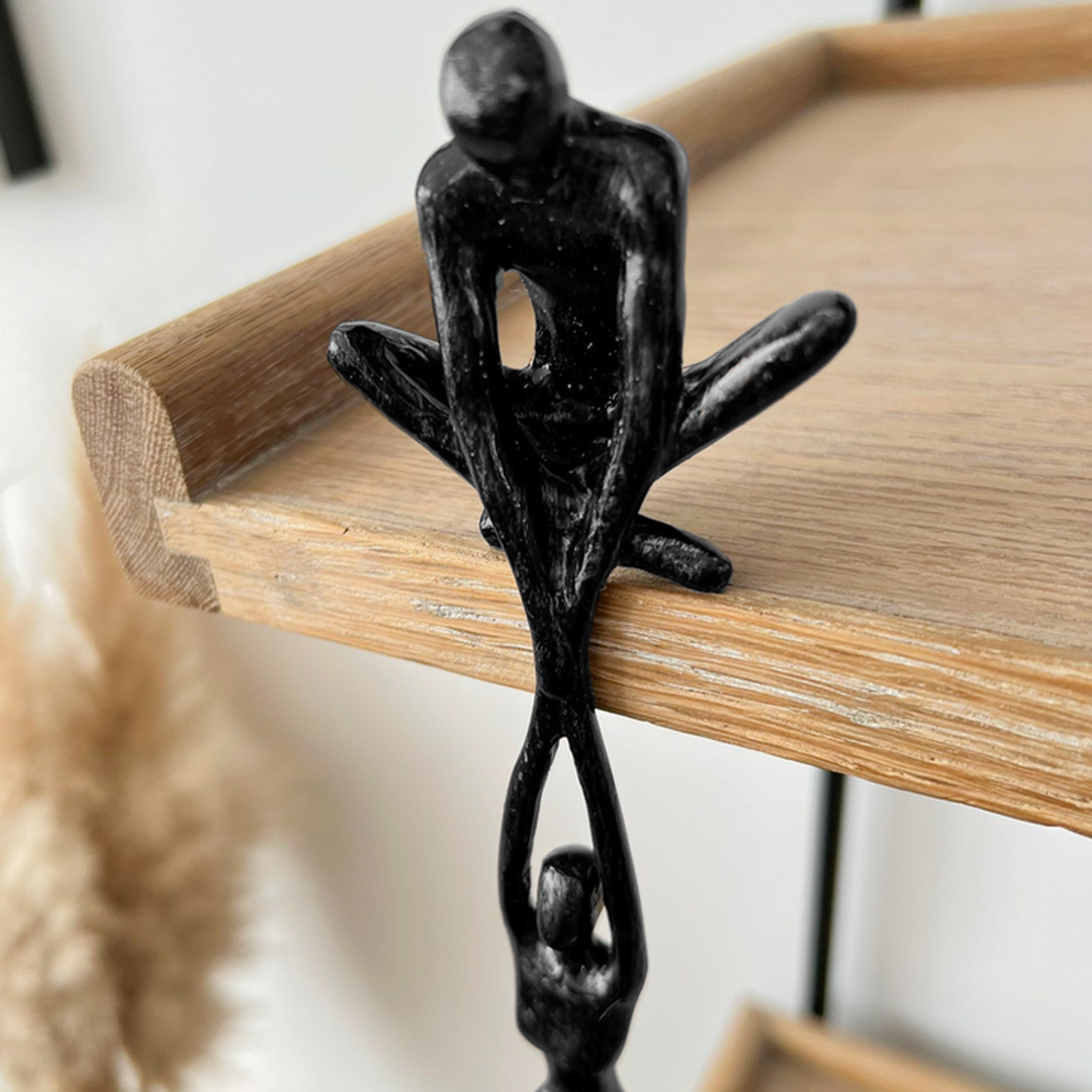 Tijdloos Duo Kunstbeeld van Kunsthars en Keramiek met Neutrale Kleurstelling 3