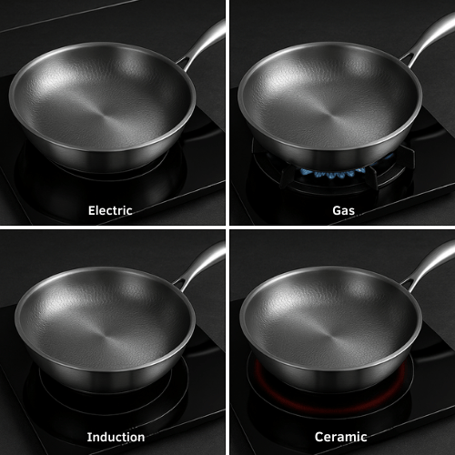 Titanium Koekenpan met Gelijkmatige Warmteverdeling en Hittebestendigheid tot 548°C 7