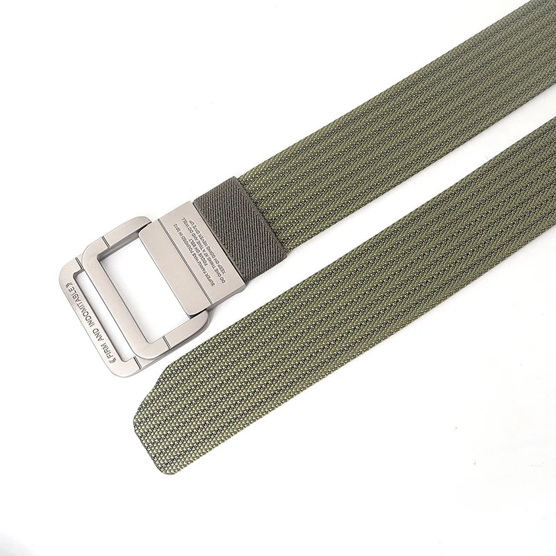Unisex Canvas Riem met Dubbele Ring Gesp en Casual Gestreept Ontwerp 2