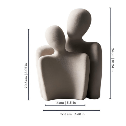 Abstracte Koppel Sculptuur Set van 2 Figuren voor Modern Minimalistisch Interieur