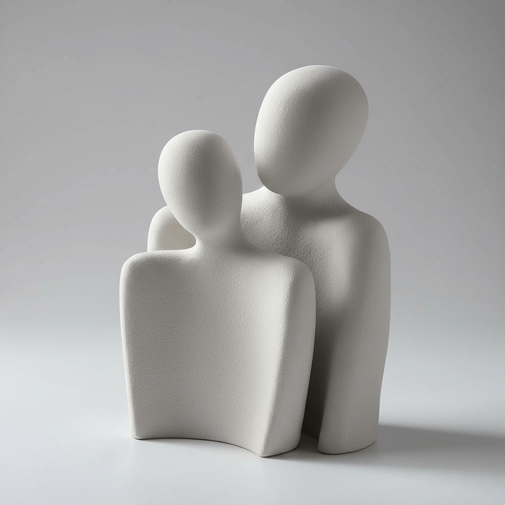Abstracte Koppel Sculptuur Set van 2 Figuren voor Modern Minimalistisch Interieur