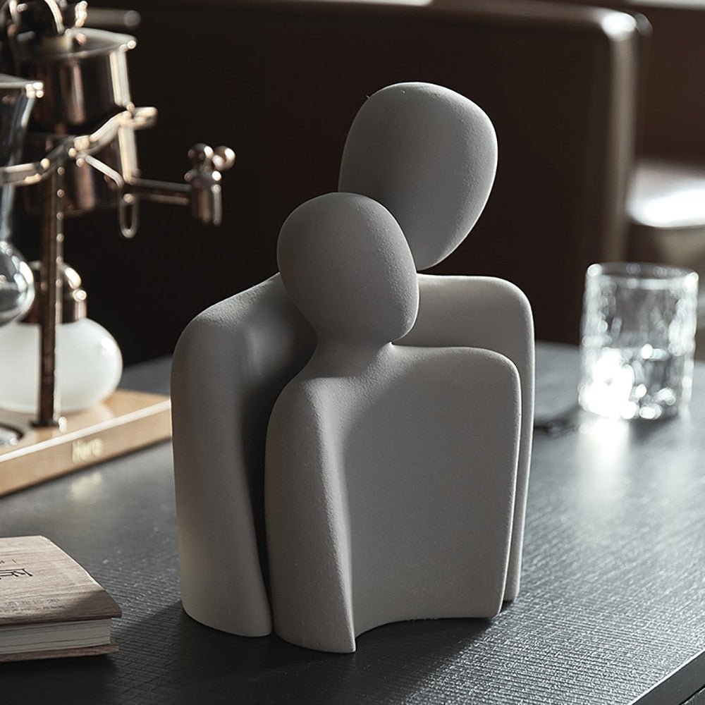 Abstracte Koppel Sculptuur Set van 2 Figuren voor Modern Minimalistisch Interieur