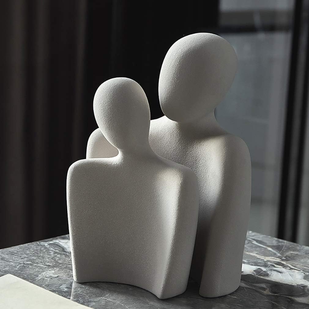Abstracte Koppel Sculptuur Set van 2 Figuren voor Modern Minimalistisch Interieur