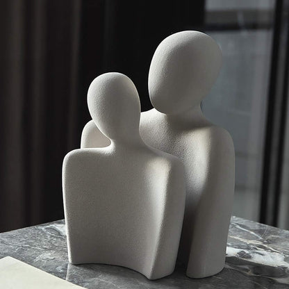 Abstracte Koppel Sculptuur Set van 2 Figuren voor Modern Minimalistisch Interieur