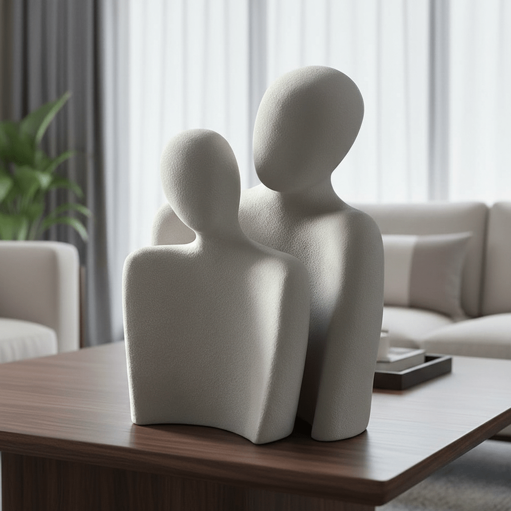 Abstracte Koppel Sculptuur Set van 2 Figuren voor Modern Minimalistisch Interieur