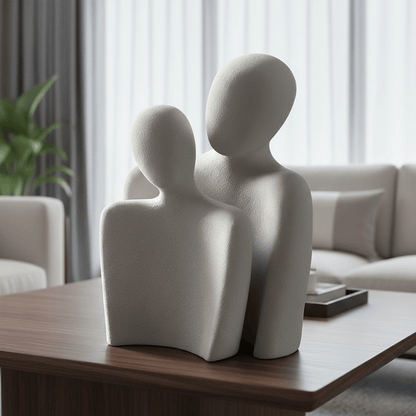 Abstracte Koppel Sculptuur Set van 2 Figuren voor Modern Minimalistisch Interieur