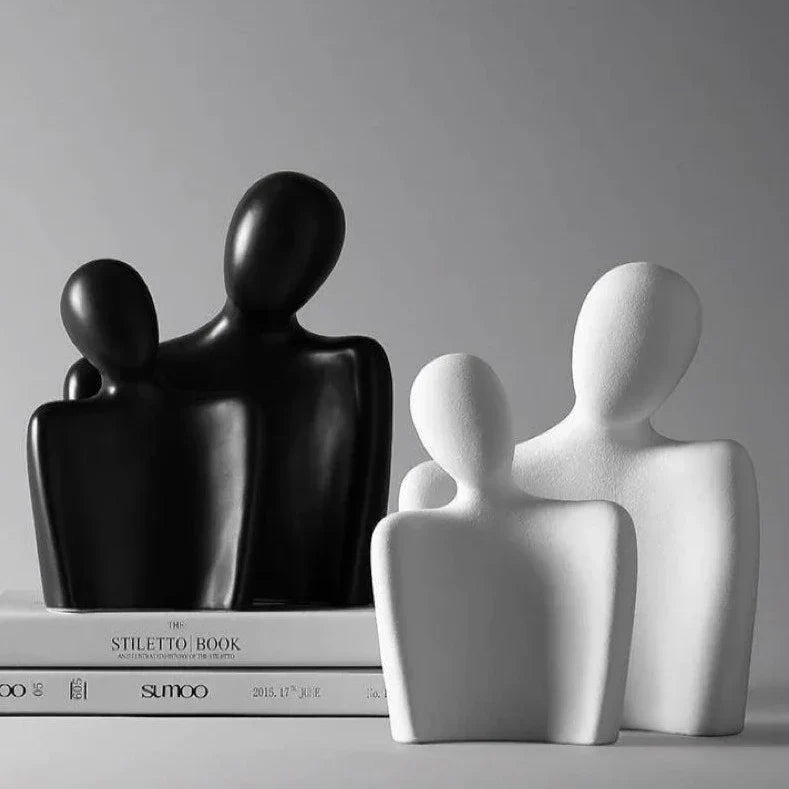 Abstracte Koppel Sculptuur Set van 2 Figuren voor Modern Minimalistisch Interieur