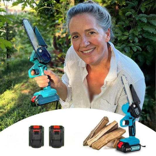 Accu Kettingzaag Mini 6 Inch Draadloos met 2 Batterijen