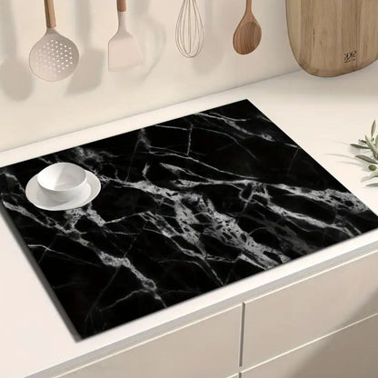 Afdruipmat met Marmerprint Absorberende Keukenmat met Antislip Onderkant
