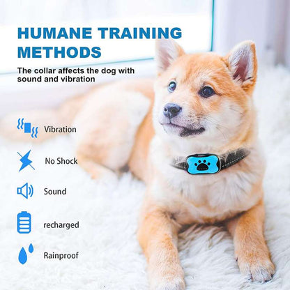 Anti-blaf Halsband voor Honden met Geluid en Vibratie Zonder Schok USB Oplaadbaar