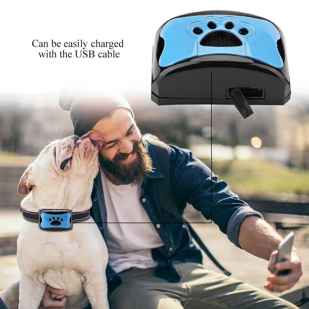 Anti-blaf Halsband voor Honden met Geluid en Vibratie Zonder Schok USB Oplaadbaar