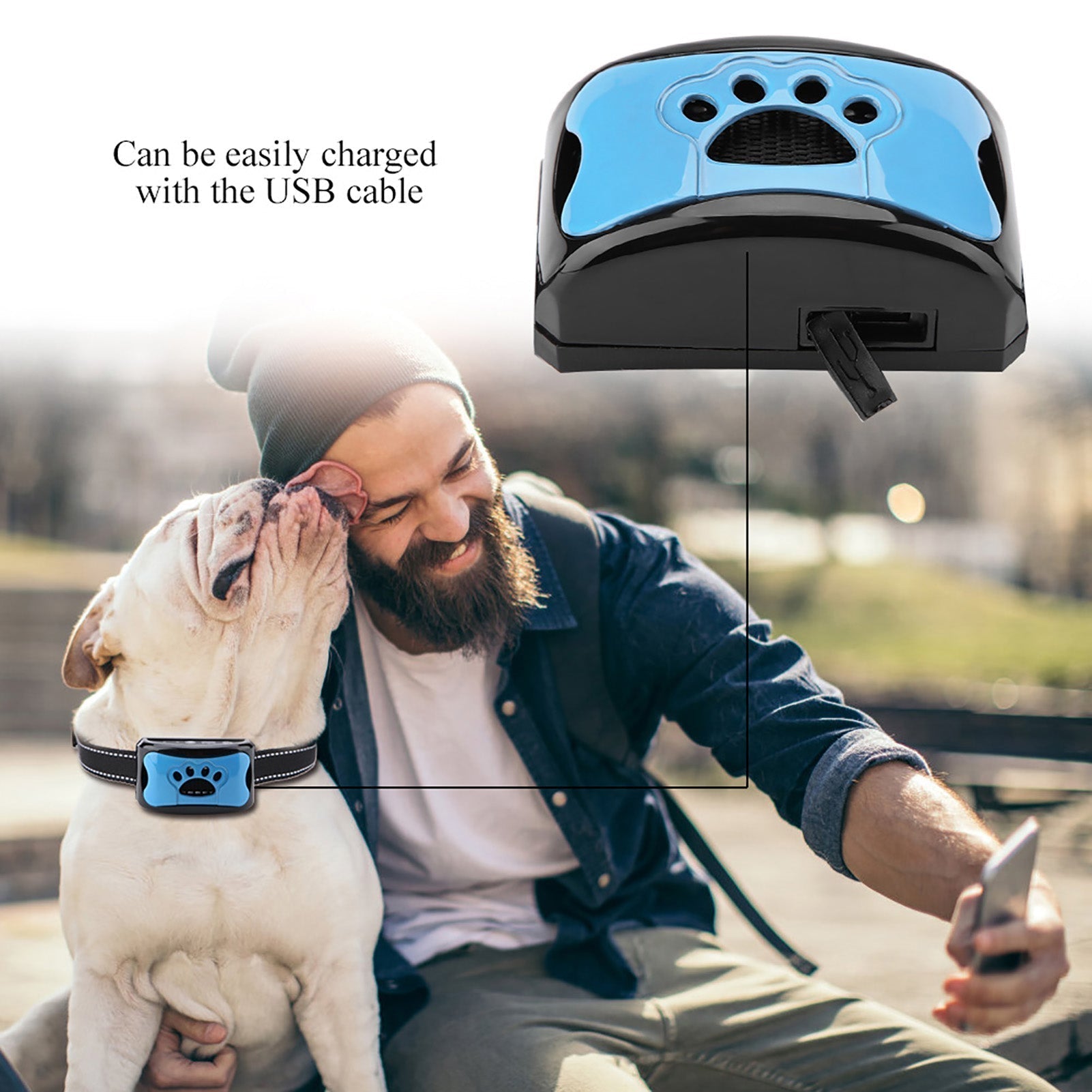 Anti-blaf Halsband voor Honden met Geluid en Vibratie Zonder Schok USB Oplaadbaar