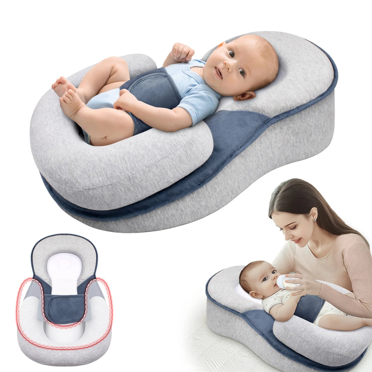 Babymatrasje Anti-Reflux Verhoogd met 15° Helling en Verstelbare Beenrol