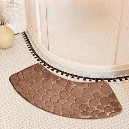 Badmat Antislip Gebogen Kiezelpatroon voor Hoekdouche en Bad
