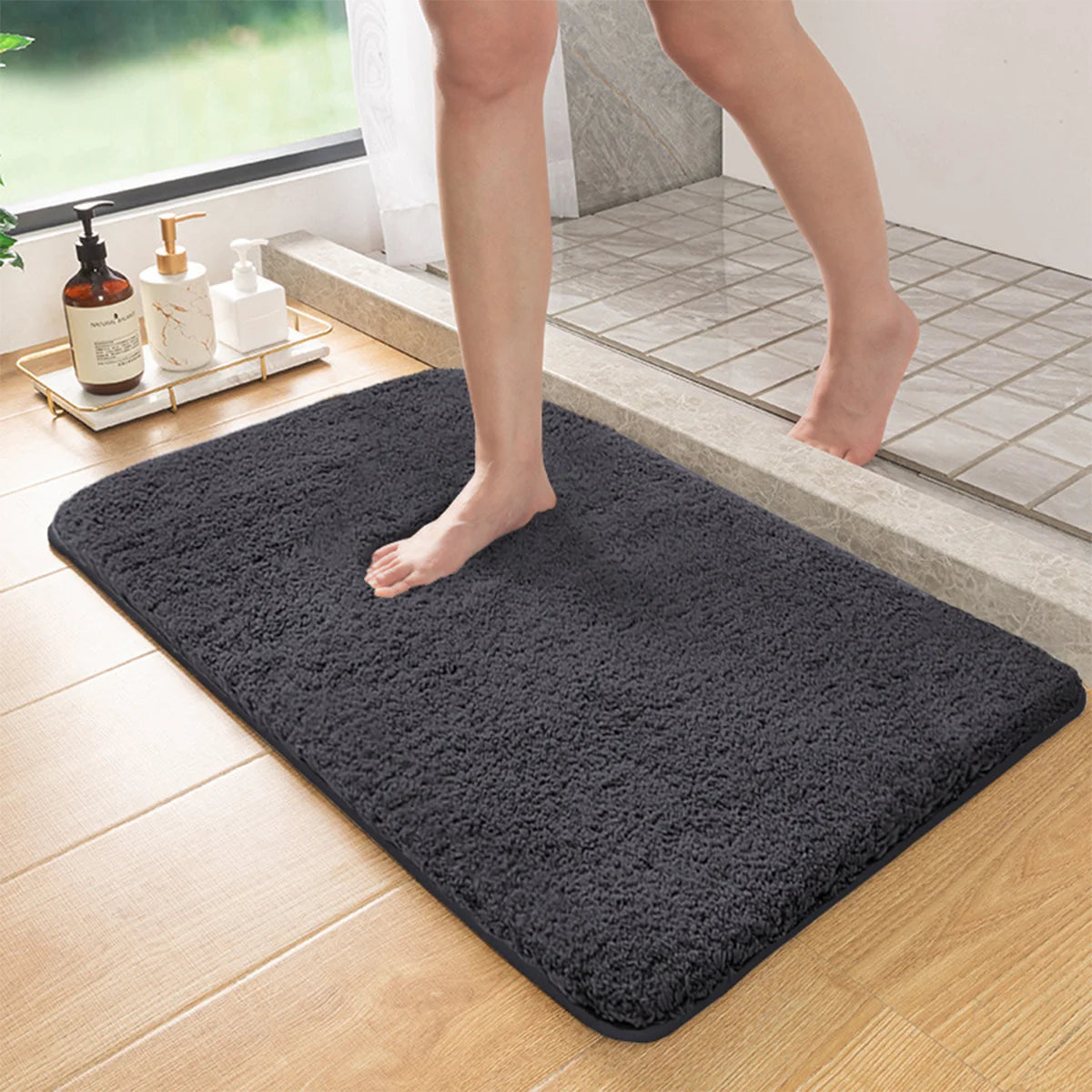 Badmat Antislip met Dikke Chenille Vezels en Antislip Onderkant