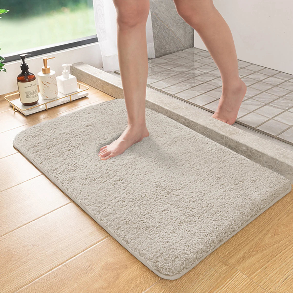 Badmat Antislip met Dikke Chenille Vezels en Antislip Onderkant