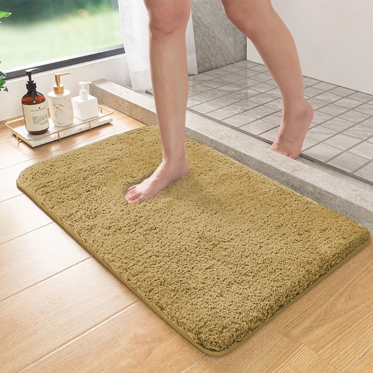 Badmat Antislip met Dikke Chenille Vezels en Antislip Onderkant