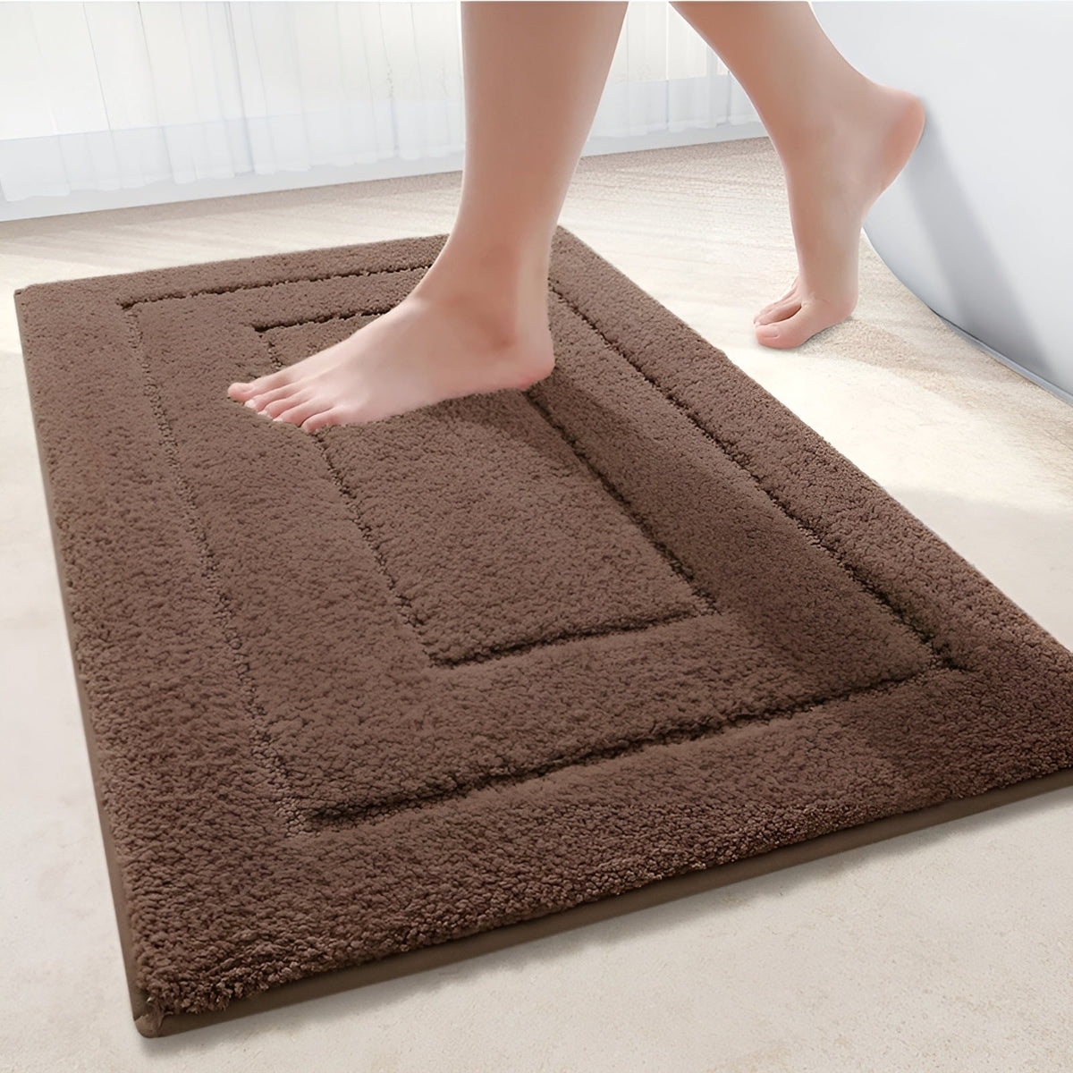 Badmat Antislip met Geometrisch Patroon en Absorberende Poolhoogte
