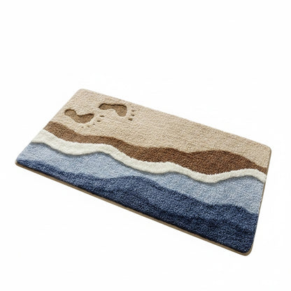 Badmat Antislip met Kustmotief en Voetafdrukpatroon