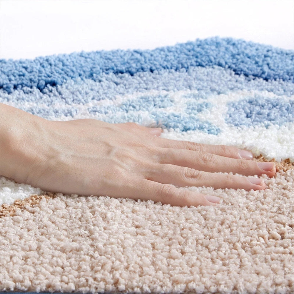 Badmat Antislip met Kustmotief en Voetafdrukpatroon