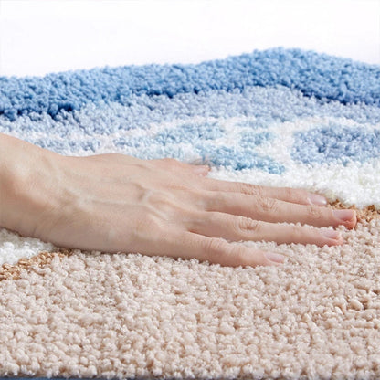 Badmat Antislip met Kustmotief en Voetafdrukpatroon