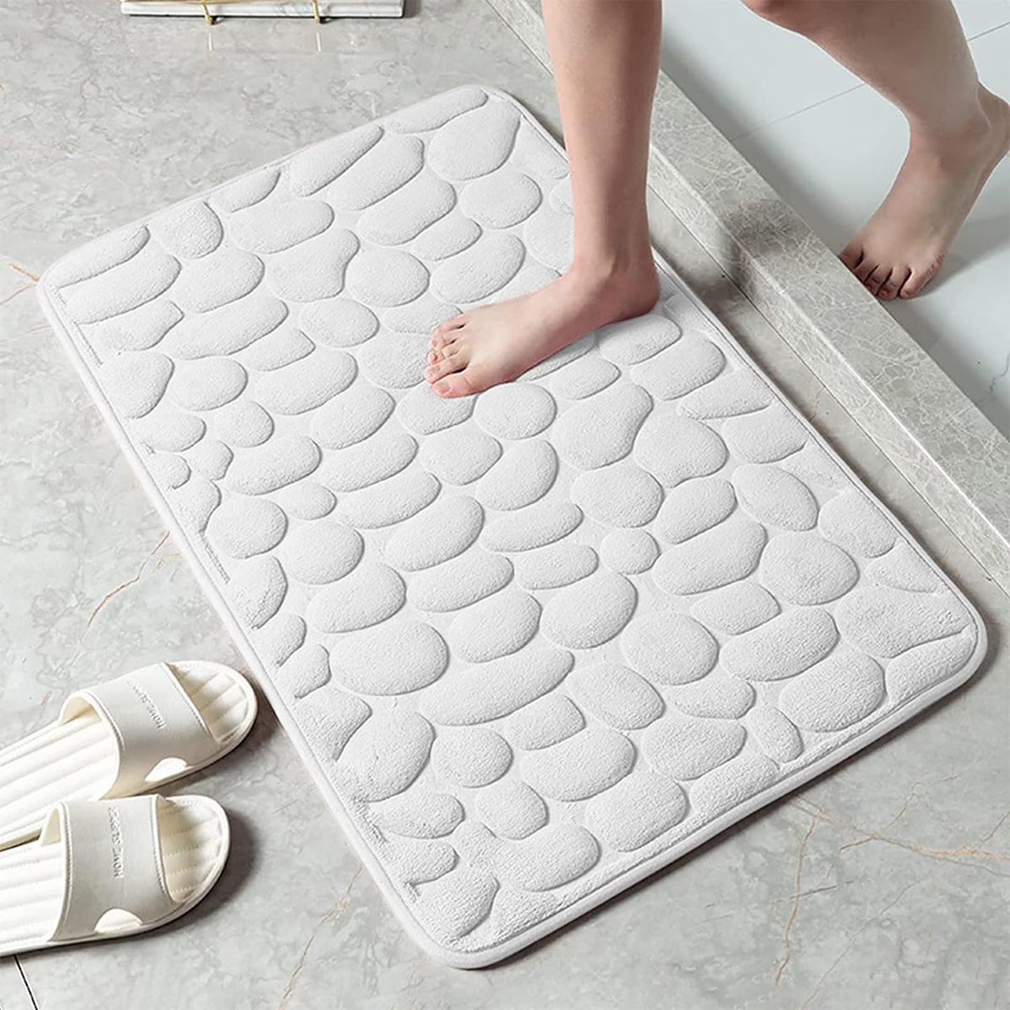 Badmat met Antislip Onderkant en Kiezelstenen Reliëfpatroon