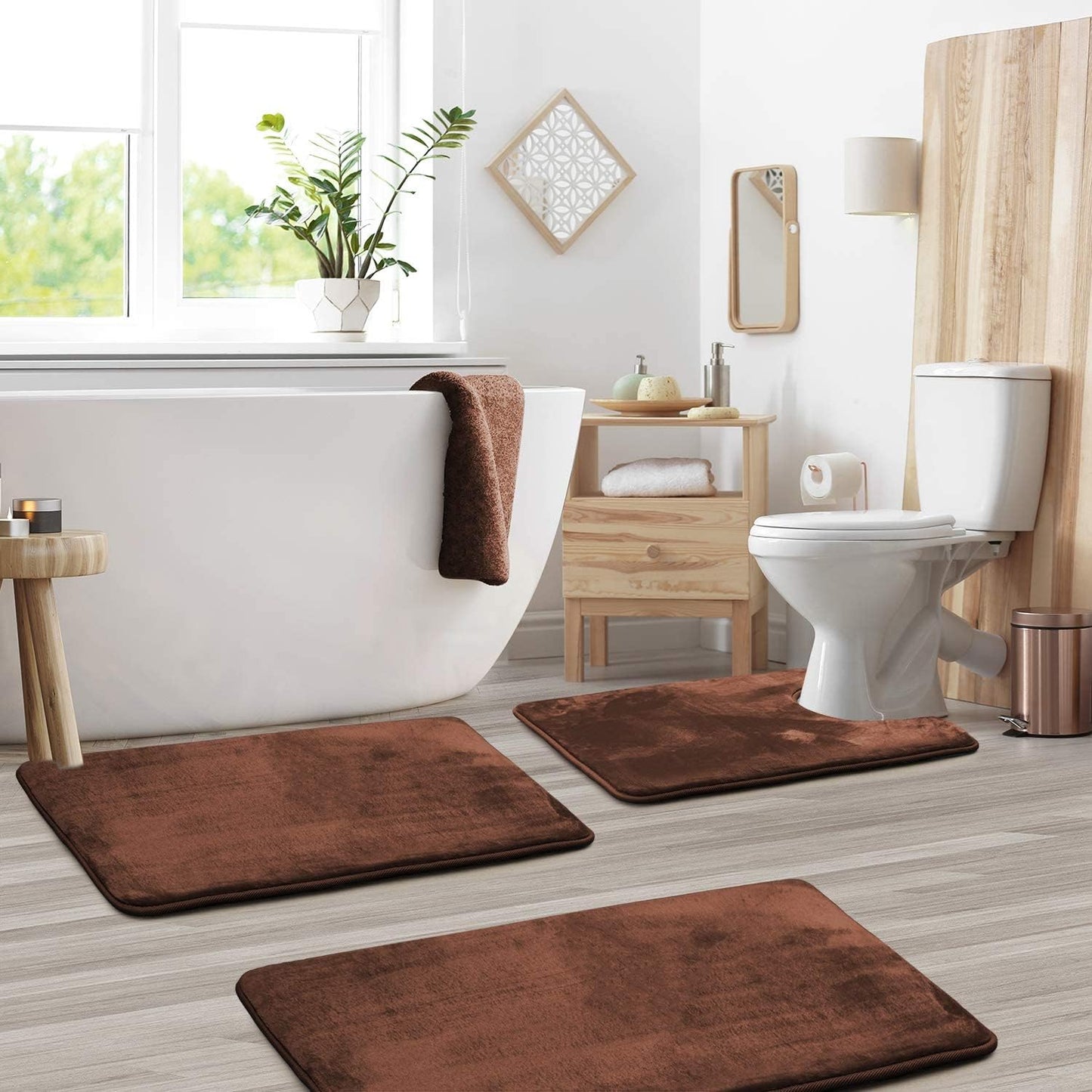 Badmatten Set 3-delig met Memory Foam, Antislip en U-vormige Toiletmat
