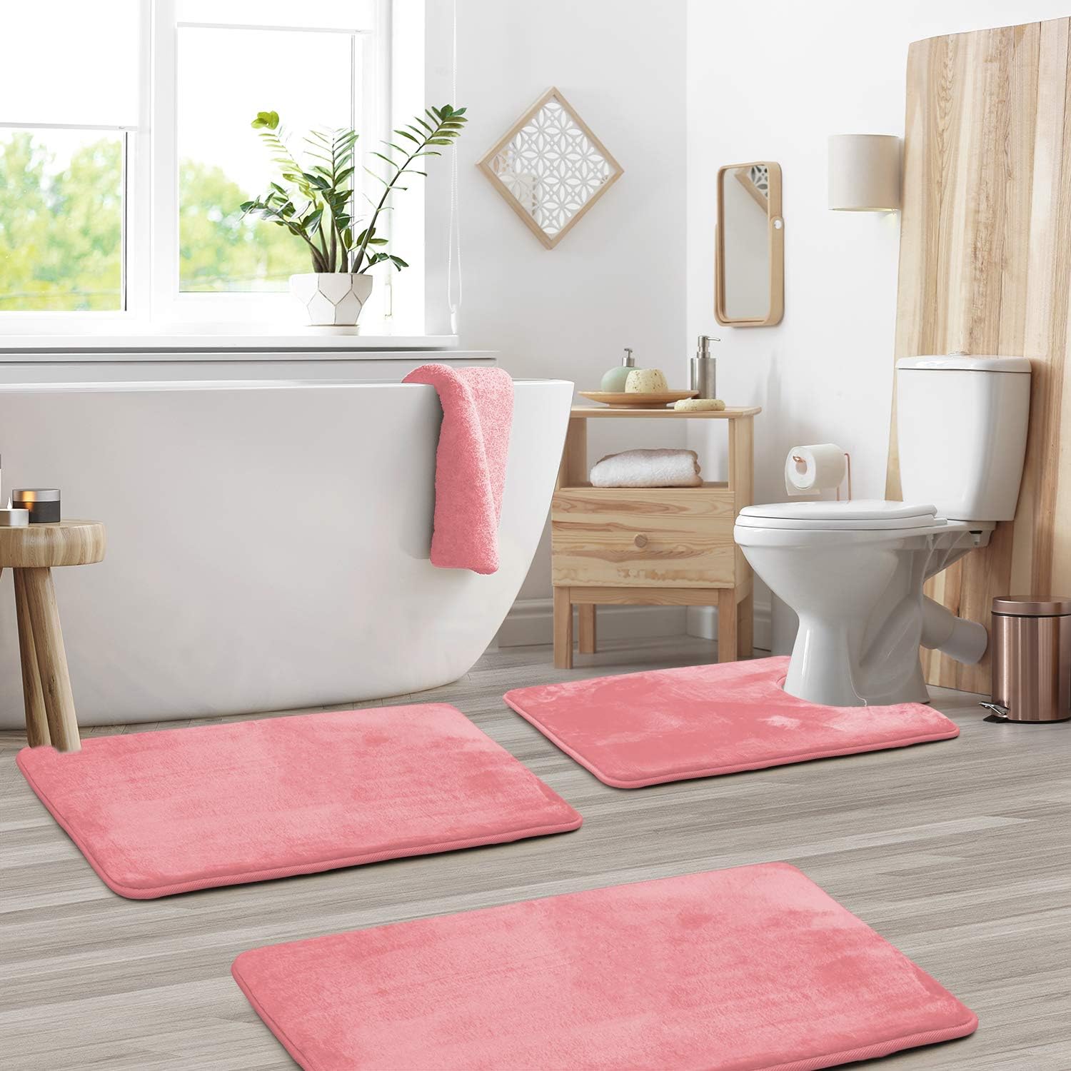 Badmatten Set 3-delig met Memory Foam, Antislip en U-vormige Toiletmat
