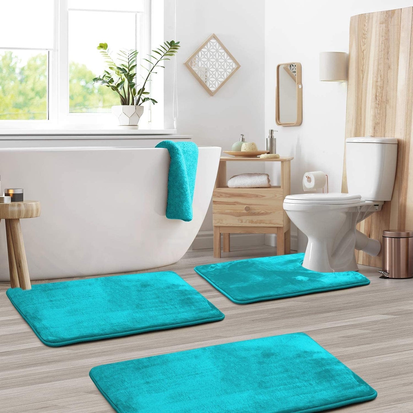 Badmatten Set 3-delig met Memory Foam, Antislip en U-vormige Toiletmat