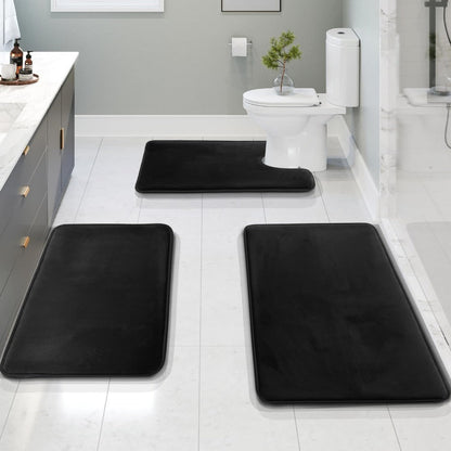 Badmattenset 3-delig met Anti-Slip Onderkant en U-Vormige Toiletmat